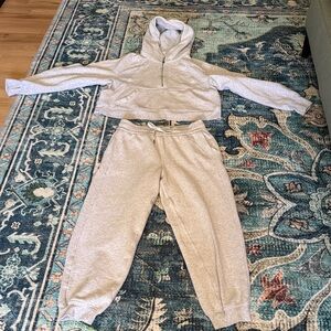Lululemon Light Gray scuba Hoodie set